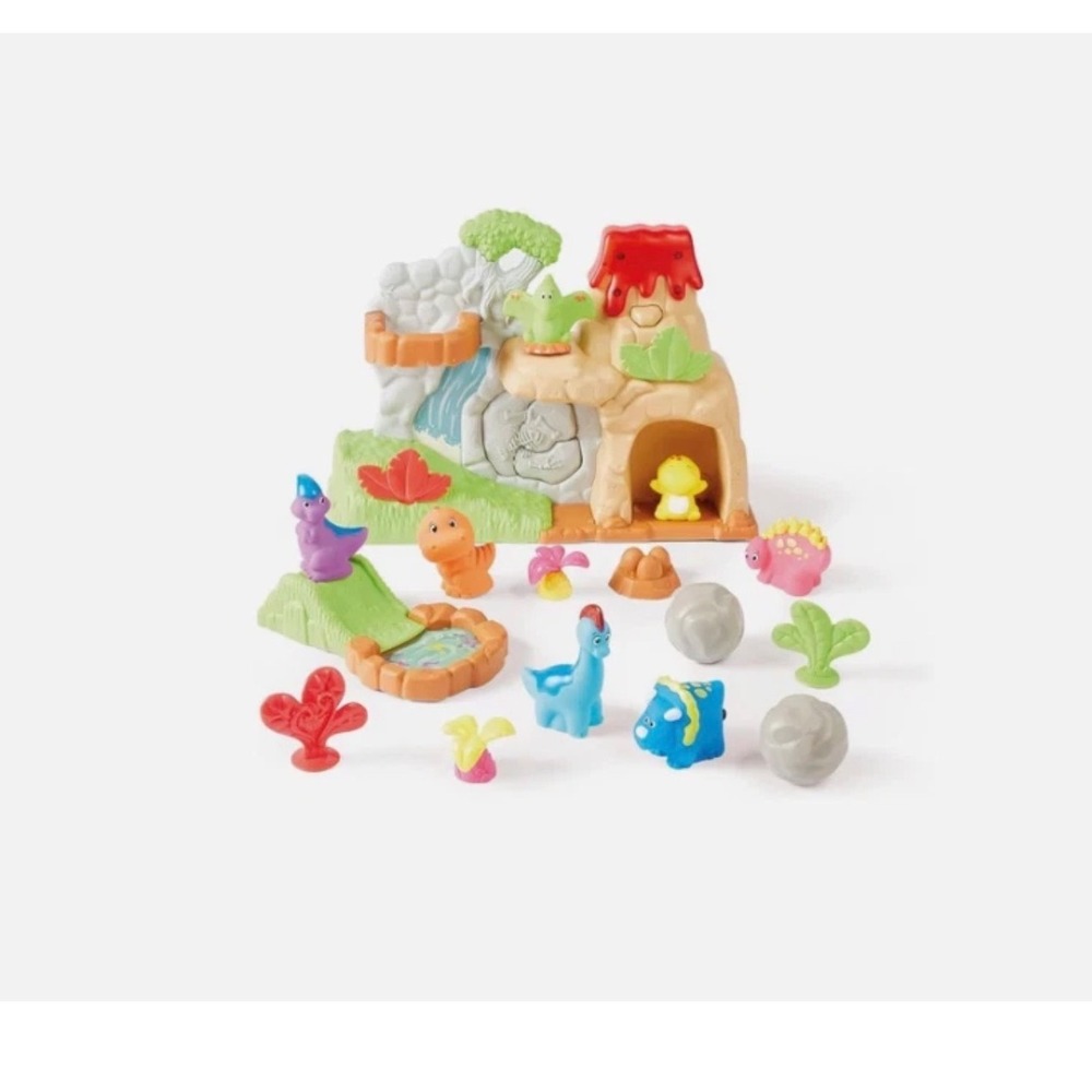 Playgo Dino Volcano Land 20 Piece Dinosaur Playset with 4 Sounds 18m+ New